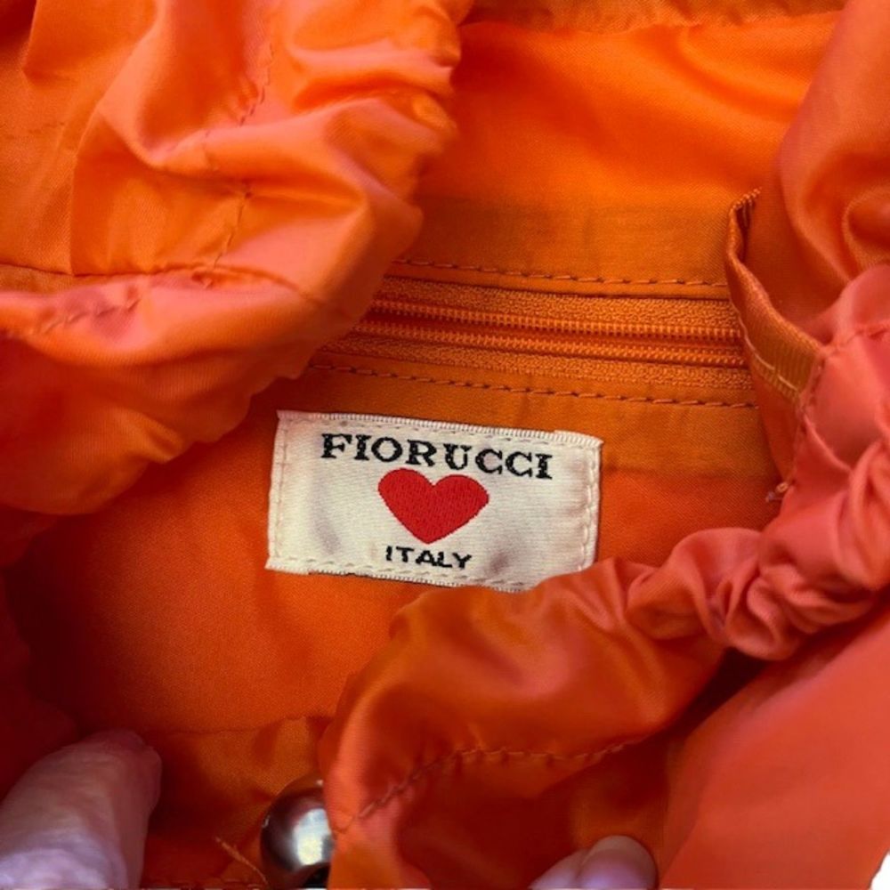Fiorucci Beige Canvas Tote with Orange Satin Drawstring Top - Picture 6 of 12
